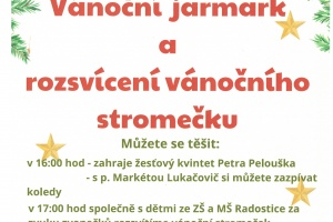 Vánoční jarmark a rozsvícení vánočního stromečku, pátek 28. 11. 2025 od 14 hod.