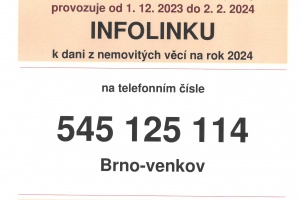 Finanční úřad pro JmK - infolinka k dani z nemovitých věcí na rok 2024
