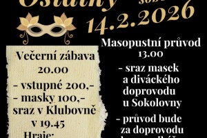 Masopustní průvod a ostatky, 14. 2. 2026