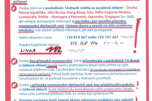 Informace o správném postupu při podezření na nákazu koronavirem