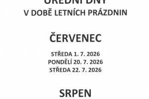 Úřední hodiny v době letních prázdnin