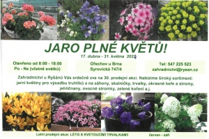 Jaro plné květů, prodejní výstava v Ořechově od 17. 4. do 31. 5. 2024