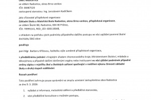 Stanovisko Obce Radostice (zřizovatele) k rozšíření ZŠ o druhý stupeň vzdělávání